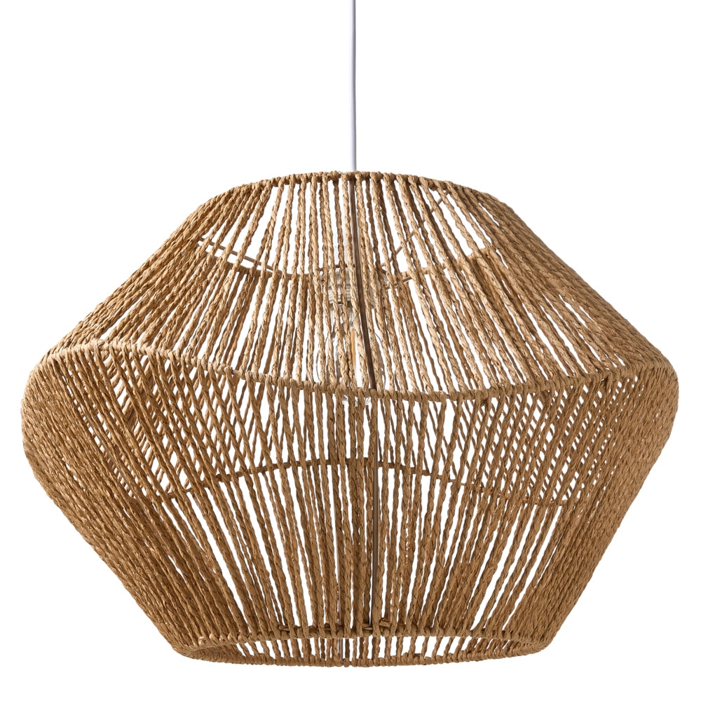 Lampada a sospensione Corda di carta naturale Plafoniera con paralume intrecciato Sala da pranzo Soggiorno Stile Boho