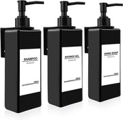 Set di rilascio sapone 500ml Nero - Montaggio senza perforare - Dispensatore di sapone in plastica con imbuto e etichette impermeabili all'acqua per cucina e bagno