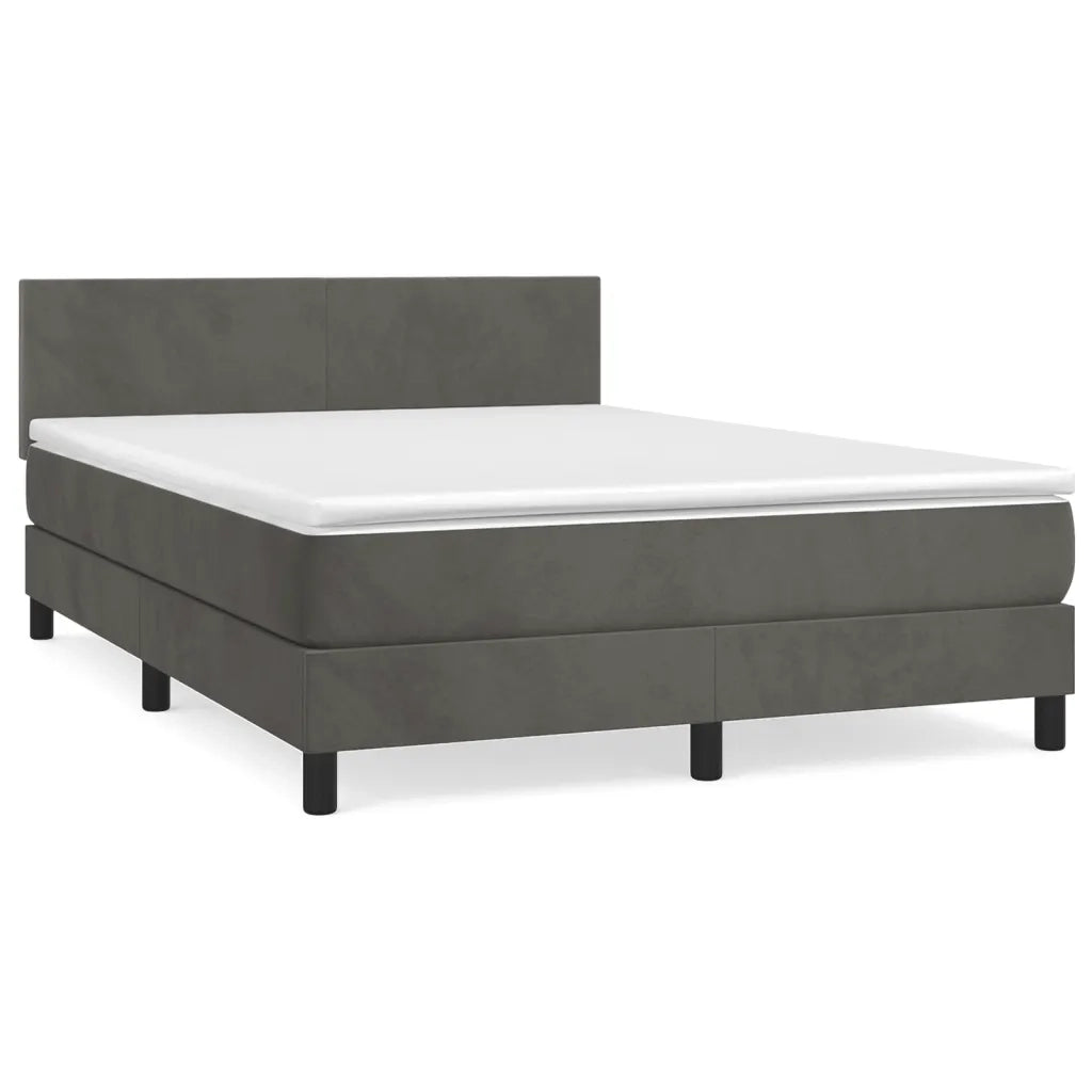 Giroletto a Molle con Materasso Grigio Scuro 140x200 cm Vellutocod mxl 99626