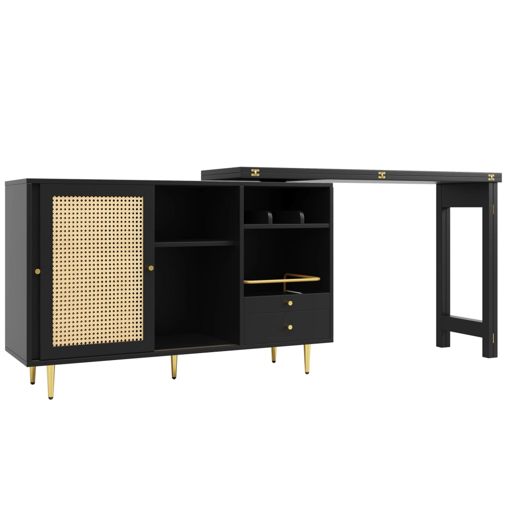 Tavolo da bar girevole 107x40x71.4 cm; estensibile; MDF; nero