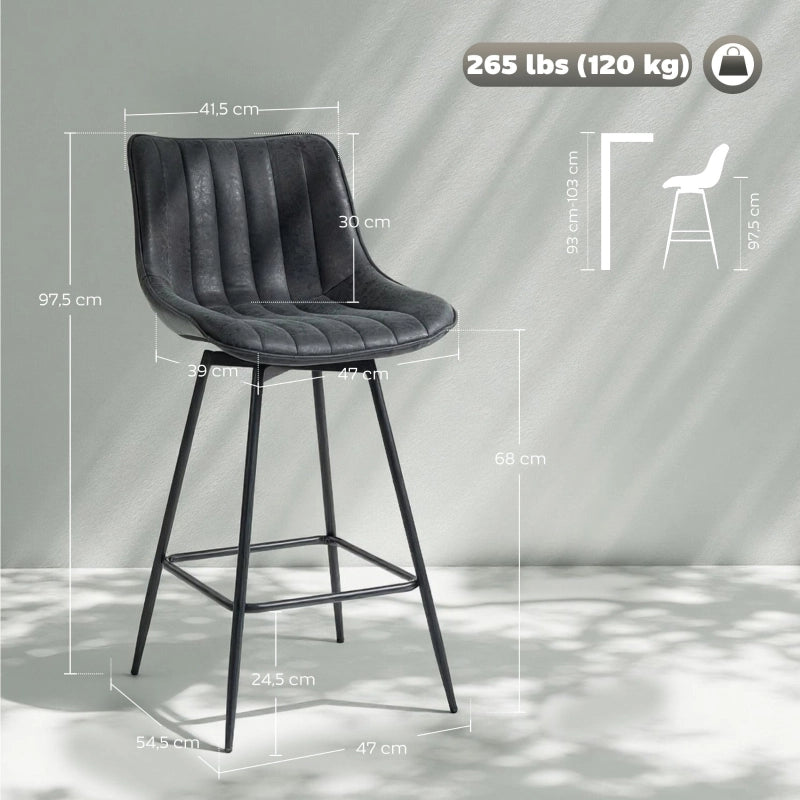 SGABELLO Set da 2 pezzi girevole Nero con schienale
