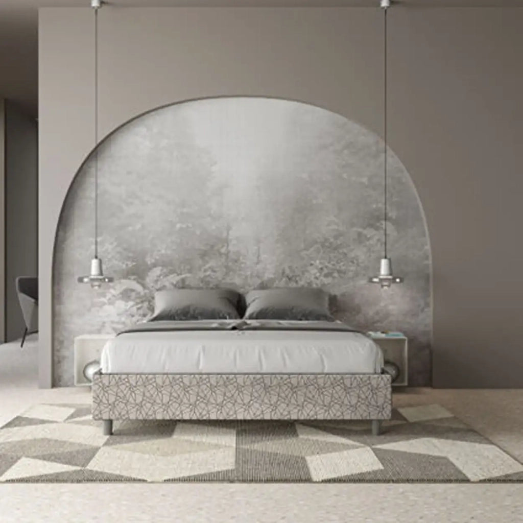 Letto matrimoniale senza rete imbottito 160x190 tessuto Era 2 grigio Azelia