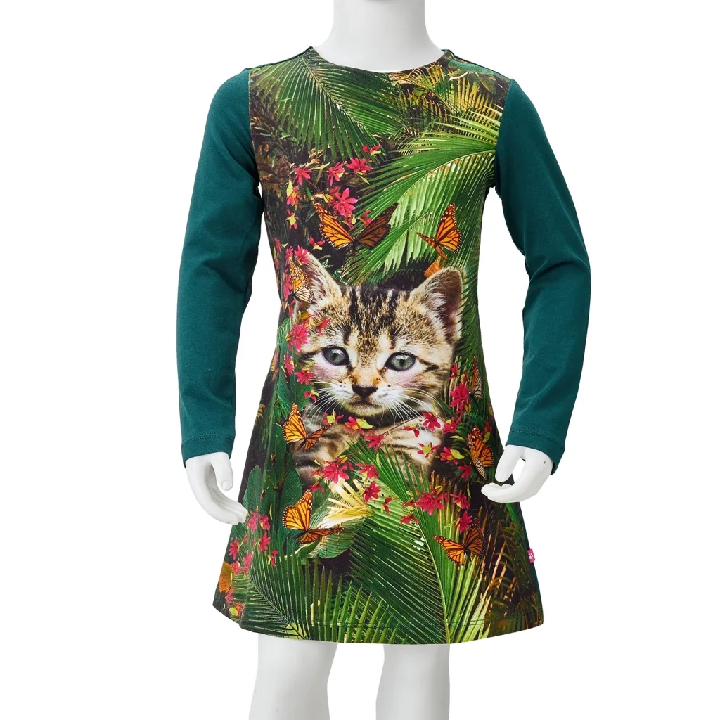 Abito da Bambina a Maniche Lunghe Verde Scuro 116 CFW3768247