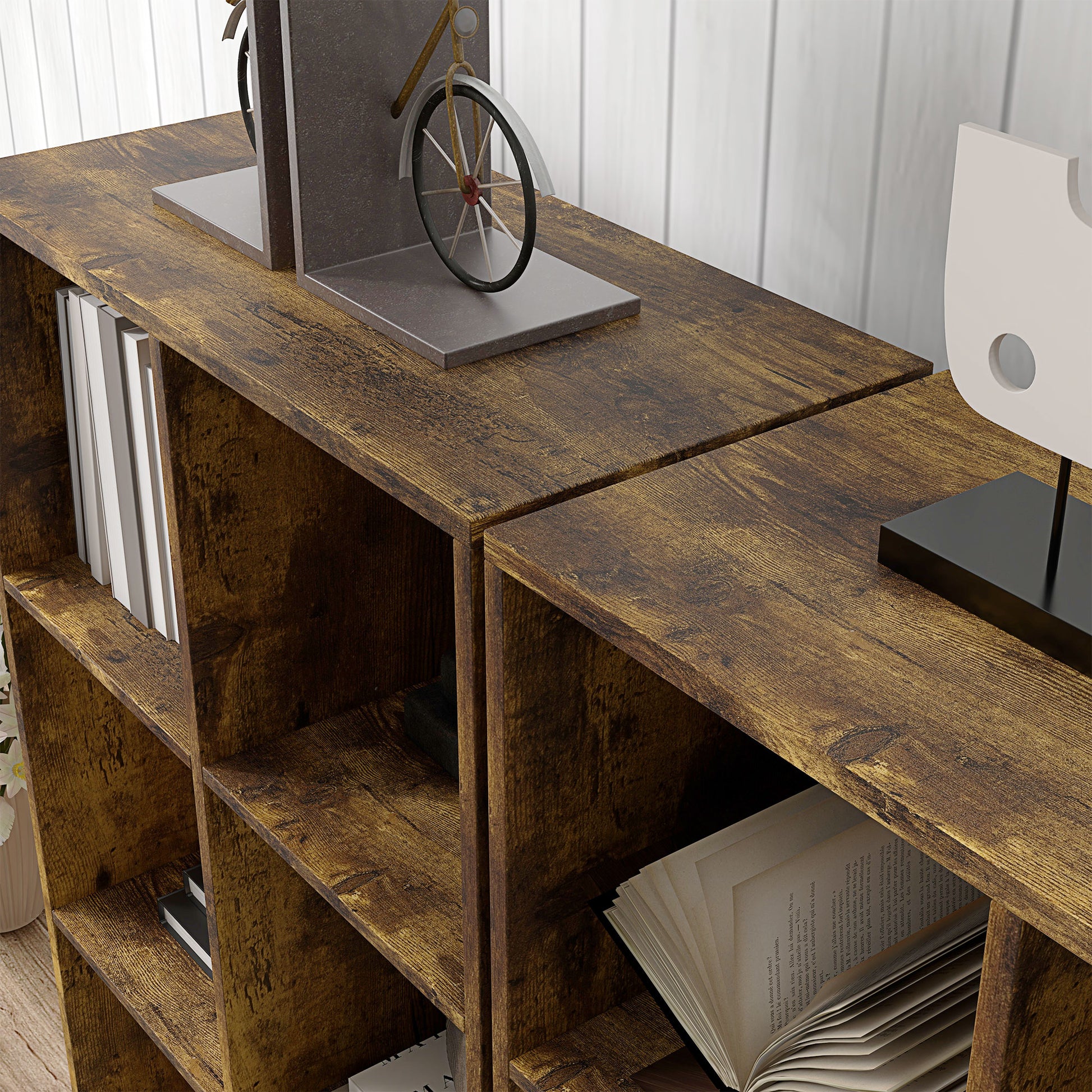 Libreria a Cubi Design Rustico 61,5x29,5x91,5 cm Rivestimento in Melamina Marrone Rustico