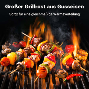 Set 2x Griglia in ghisa, forma a mezza luna, 46,7 x 22,8 x 0,9 cm, per barbecue, bistecchiera, ideale per grigliare carne, pesce, verdure