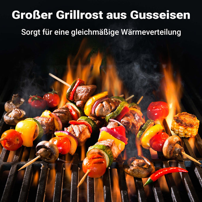 Set 2x Griglia in ghisa, forma a mezza luna, 46,7 x 22,8 x 0,9 cm, per barbecue, bistecchiera, ideale per grigliare carne, pesce, verdure