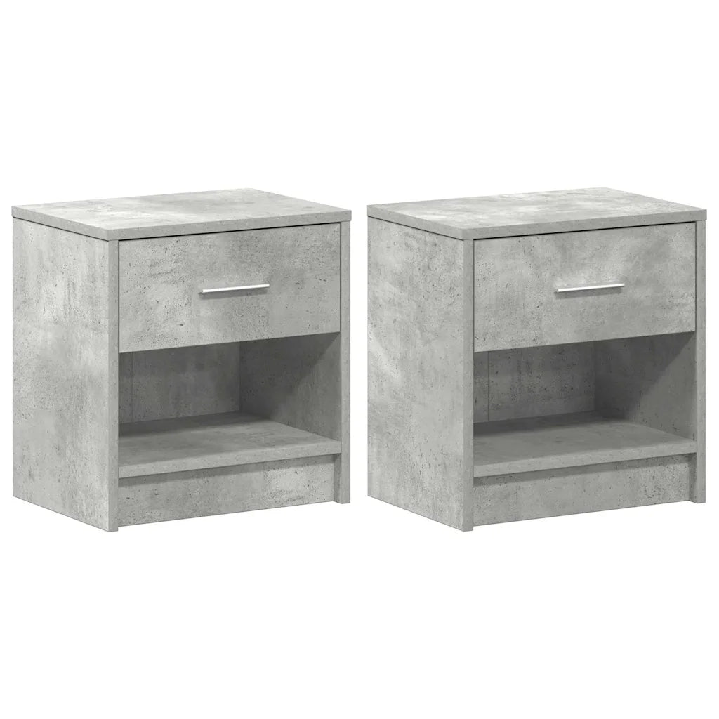 Comodini 2 pz con Cassetto-Set di 2 Tavolino da notte Grigio Cemento 39x28x41 cm