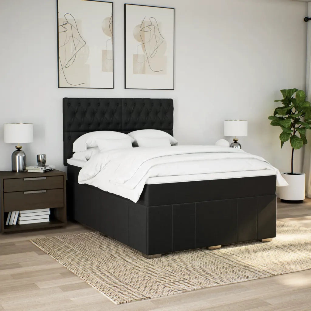 Giroletto a Molle con Materasso Nero 140x200 cm in Tessuto 3291700
