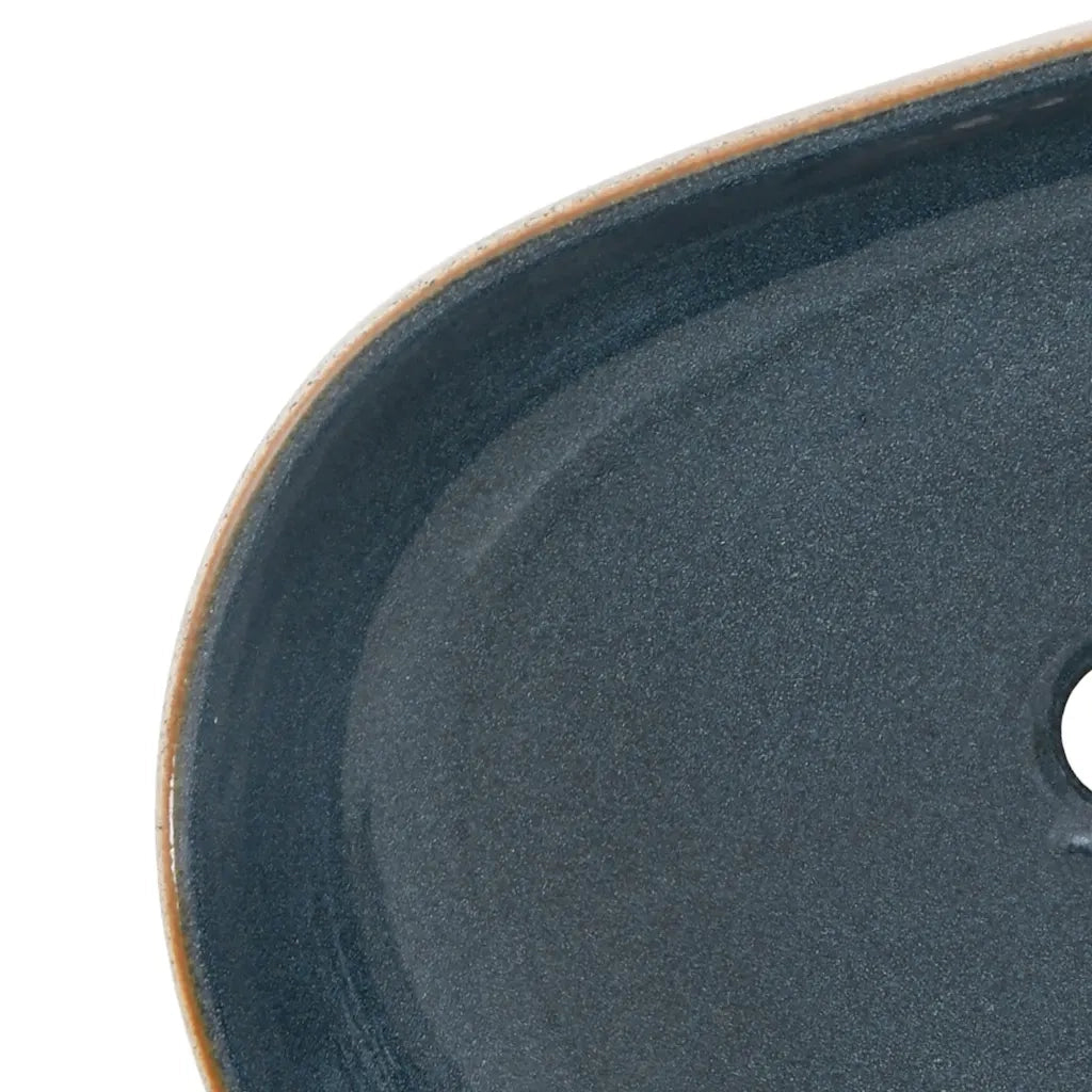 Lavabo da Appoggio Sabbia e Blu Ovale 59x40x14 cm Ceramica 155103