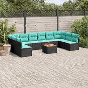 Set Divani da Giardino 11 pz con Cuscini in Polyrattan Nero 3256127