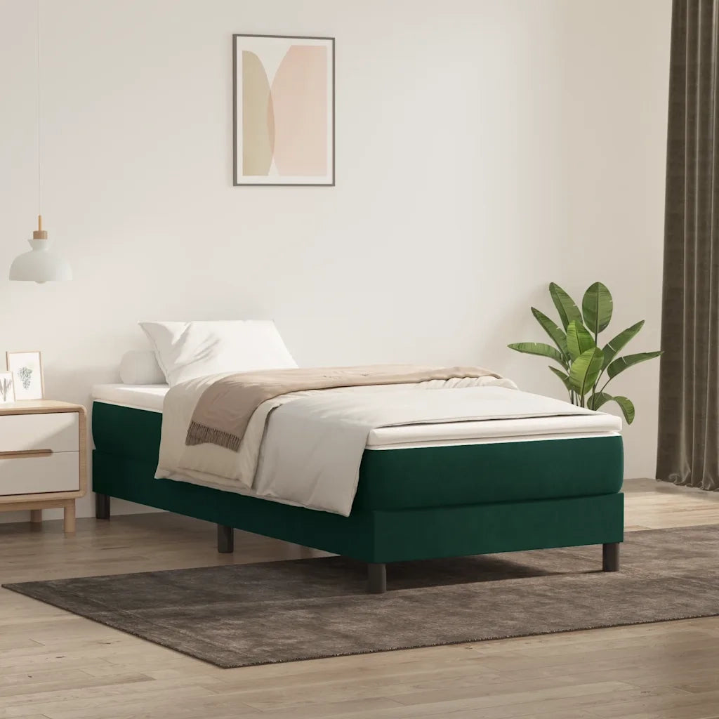 Giroletto a Molle senza Materasso Verde Scuro 100x210cm Velluto