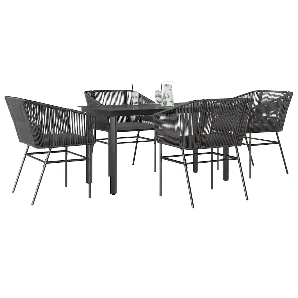 Set da Pranzo da Giardino con Cuscini 5 pz | Set Salotto da Giardino Polyrattan Vetro