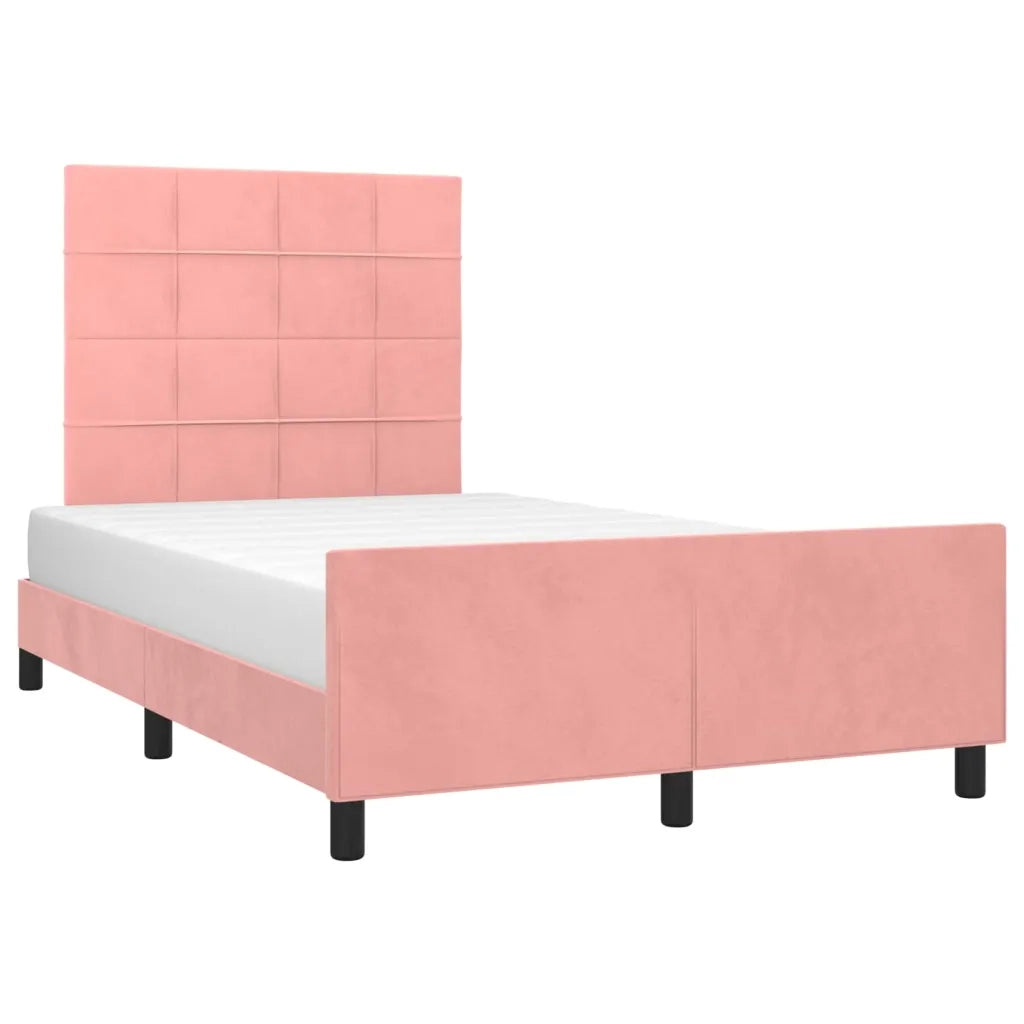 Giroletto con Testiera-Struttura Letto con testiera Rosa 120x200 cm in Velluto 244847