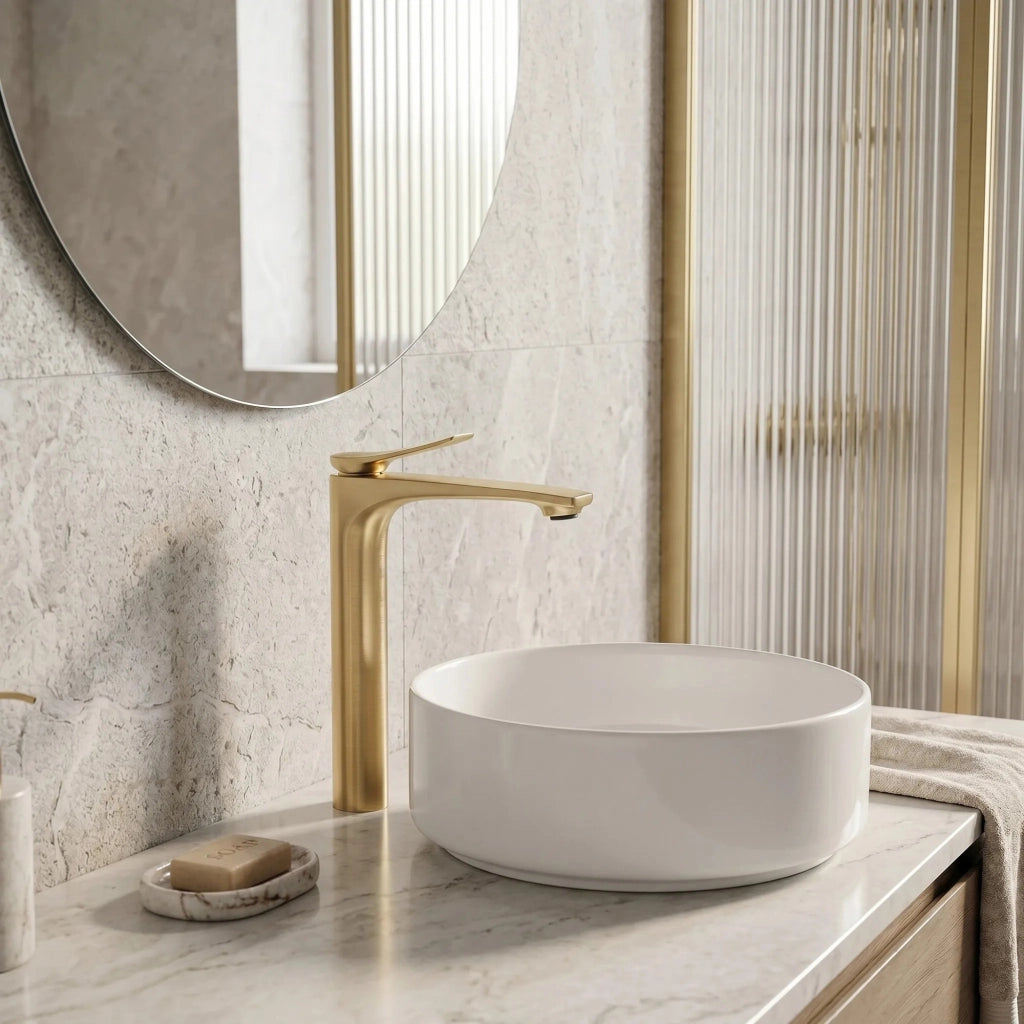 Rubinetto Da Lavabo Premium Rea Vision Brush Gold High