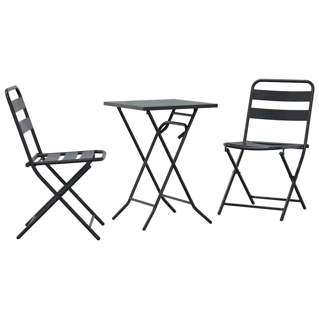 Set Bistro da Giardino 3 pz | Set Salotto da Giardino Antracite Acciaio