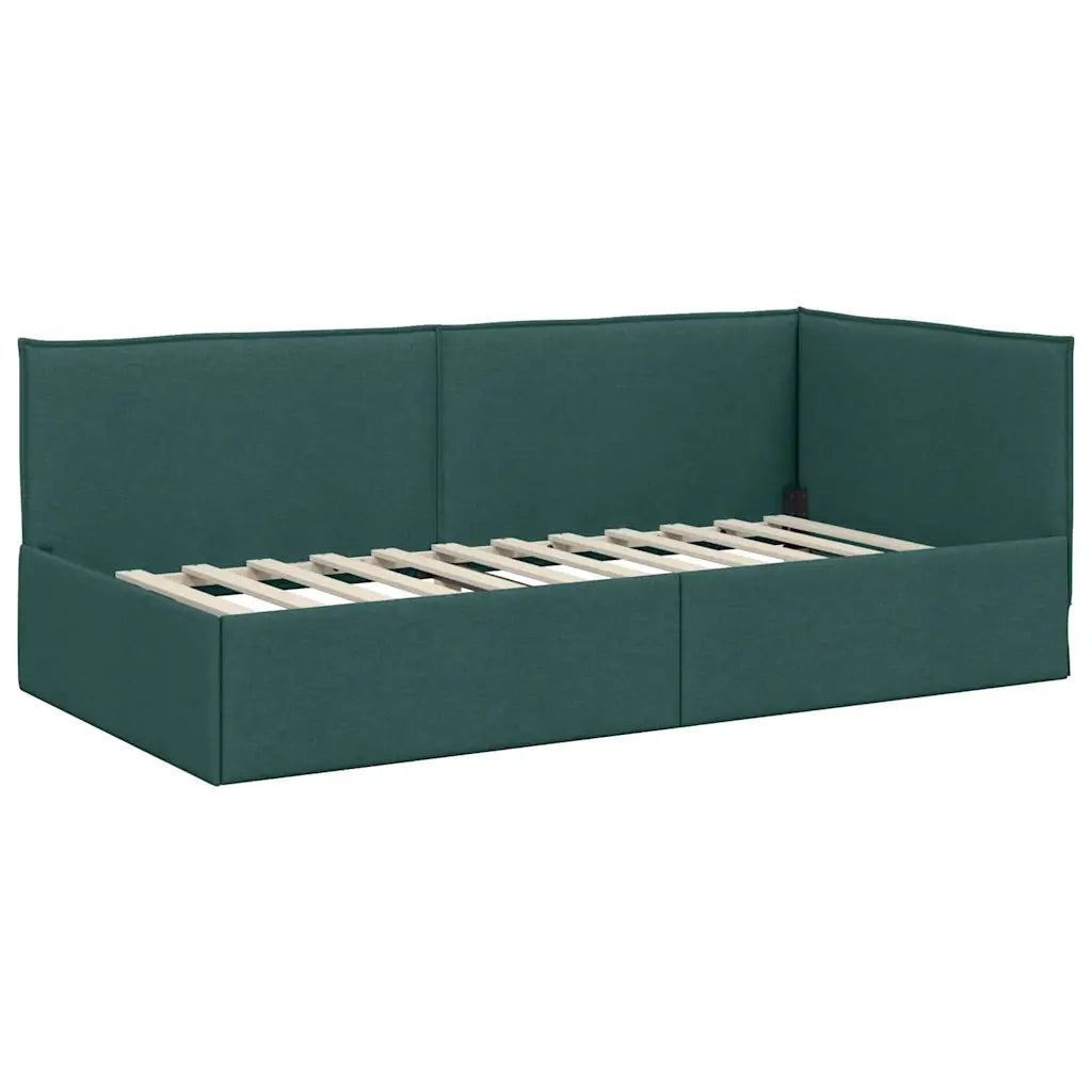 Cornice del letto ad angolo Verde Scuro 80 x 200 cm Tessuto 42016451