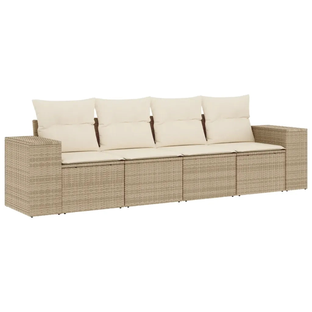 Set Divano da Giardino 4 pz con Cuscini Beige in Polyrattan 3254615