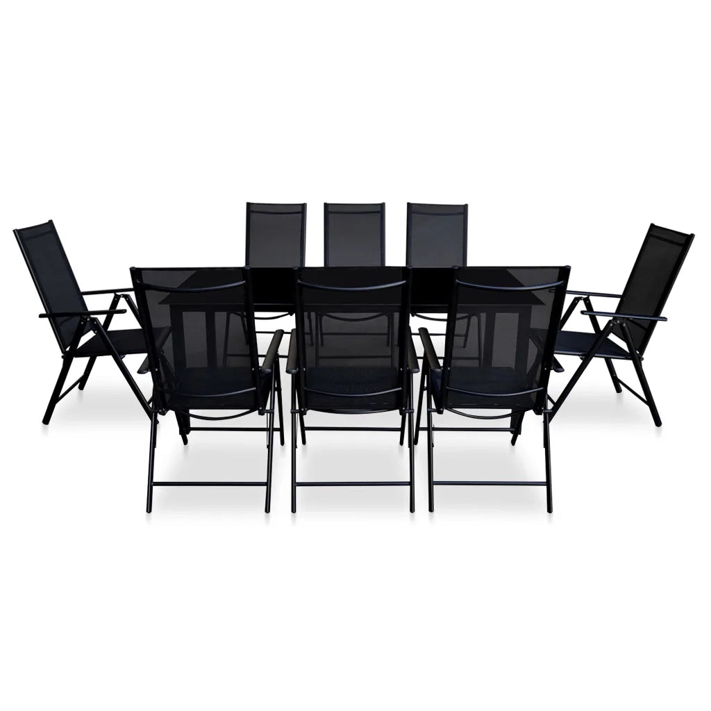 Set da Pranzo da Giardino 9 pz Pieghevole in Alluminio Nero 43382