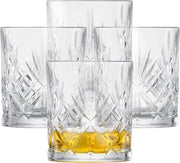 Set di 4 tumbler whisky con decorazione in rilievo - lavabile in lavastoviglie - cristallo - art. nr. 121877