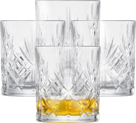 Set di 4 tumbler whisky con decorazione in rilievo - lavabile in lavastoviglie - cristallo - art. nr. 121877