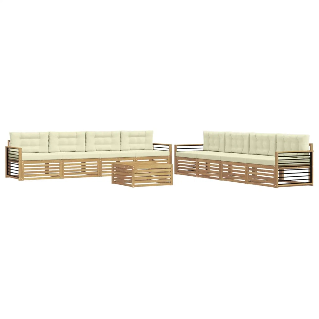 Set di divani da esterno 9 pcs Bianco e Crema Poliestere 3390255