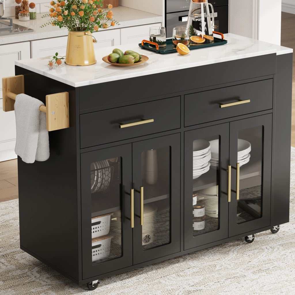 ISOLA CUCINA Estensibile 132,5-217 x 50 x 93 cm MDF Nero