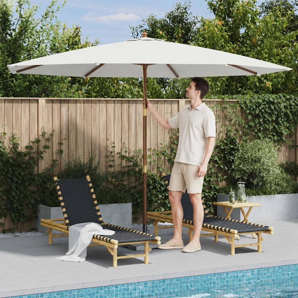 Parasol With Wooden Pole 350 Cm Sand White