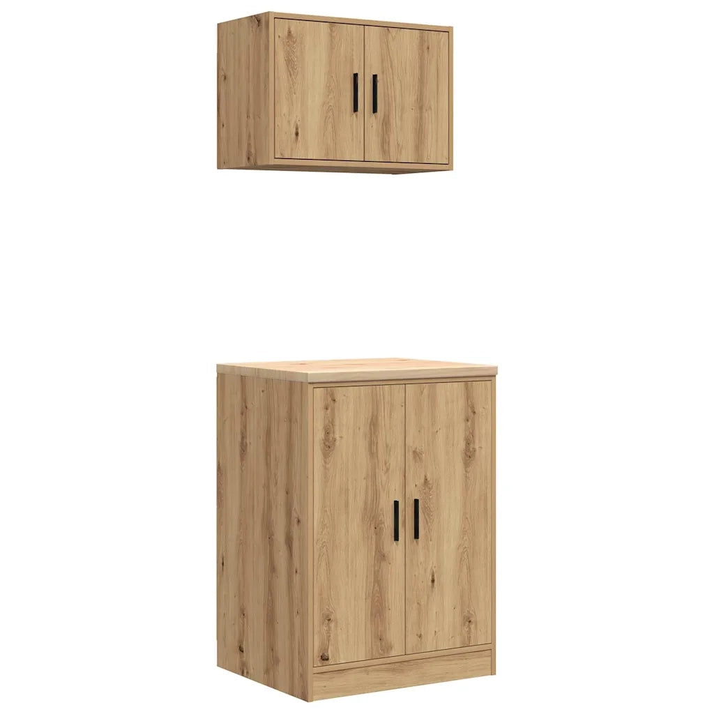 vidaXL Armadi da Garage 2 pz Rovere Artigianale in Legno Multistrato
