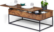 Tavolino DAYTON con piano sollevabile, effetto invecchiato, design industriale
