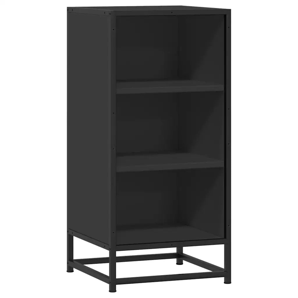 Credenza Rovere Nera 35,5x35x76 cm in Truciolato e Metallo 848949