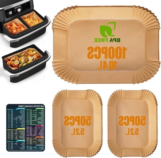 Pannello per Airfryer Premium 200 Stuks BPA-vrij Rechthoekig - Dimensioni 31x20.5 cm e 20.5x15.5 cm - Duurzaam e Pratico