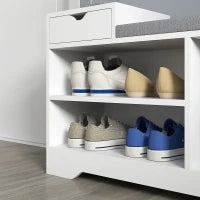 Mobile Scarpiera con 1 Cassetto e 3 Scomparti, Capacità 5 Paia, 76,5L x 30P x 52H cm, Bianco