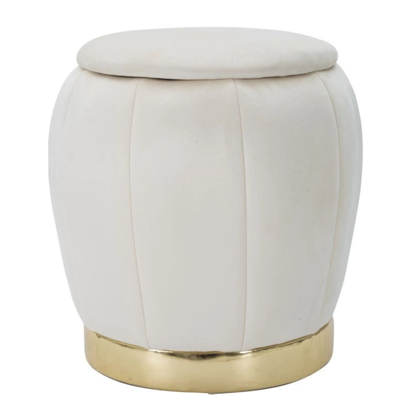 Puff/contenitore Paris Crema/gold cm ø 43x43