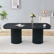 Tavolo da pranzo ovale per 6 8 persone con base scanalata in MDF nero 180 × 90 × 76 cm