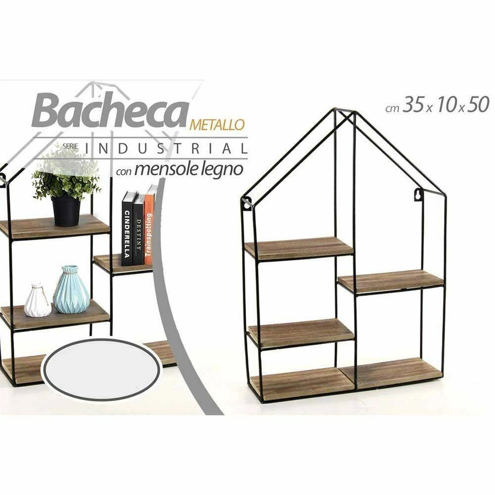 Trade Shop - Mensola Parete Casa 4 Mensole Ripiani Design Moderno Scaffale Legno Metallo -