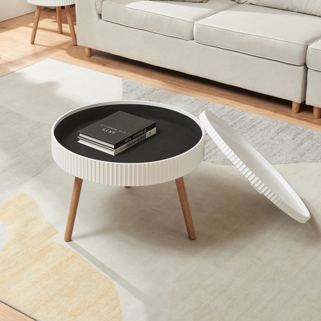 Tavolino Basso da Salotto Bongard 45xØ60 cm, Bianco [en.casa]