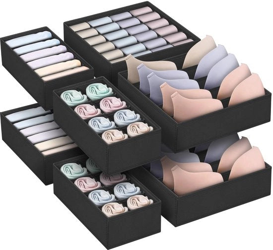 Set di organizzazione sottoveste 8 pezzi, cassettiera di archiviazione, organizzatore di cassetta pieghevole in tessuto, sistema di armadio lavabile grigio. Adatto per abbigliamento da neonato, reggiseni, calze, mutande.