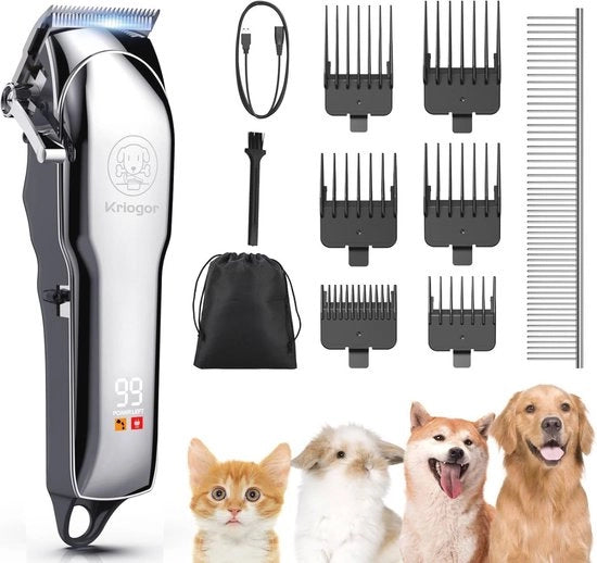 Tondeuse per Cani Professionale Senza Fili per Ciglia Spesse con Display a LED - Silenziosa e Ricaricabile