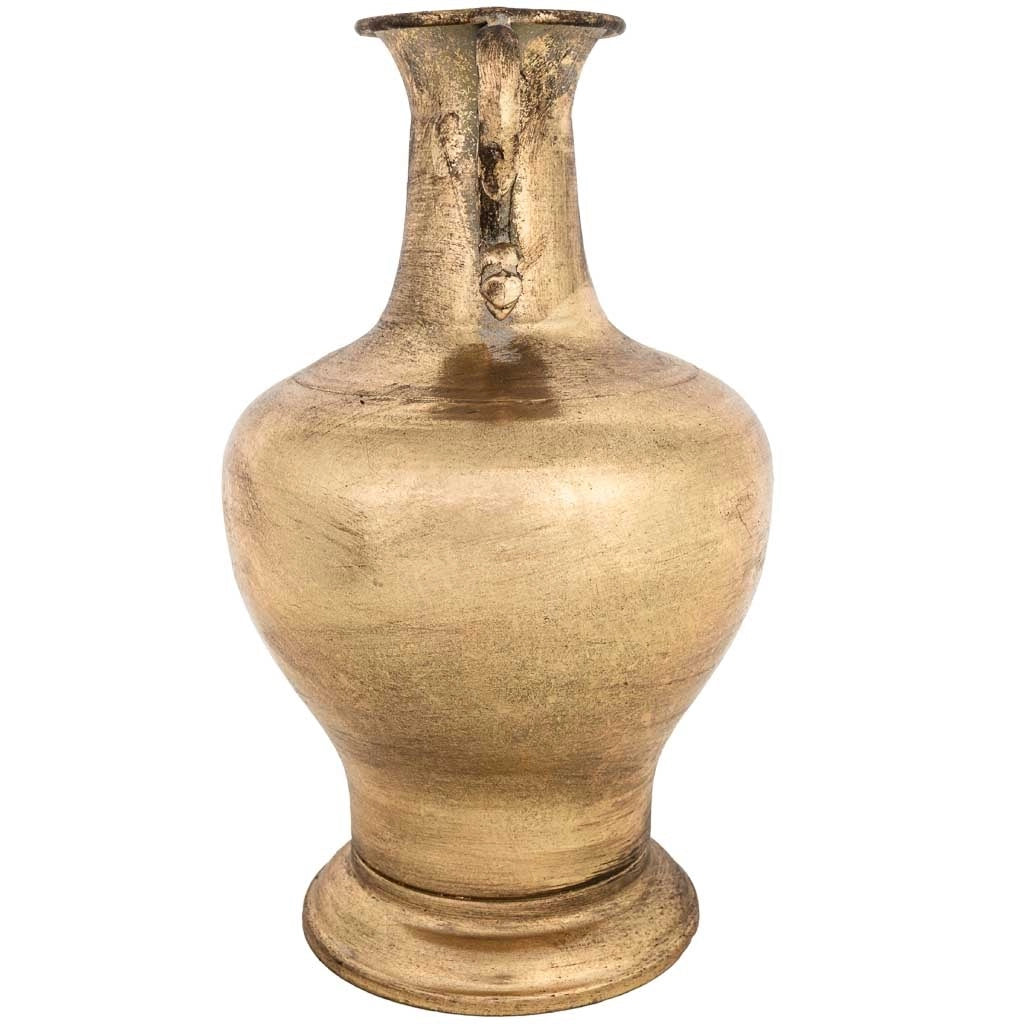 Vaso in metallo dorato 19,5x19,5x34,5h cm