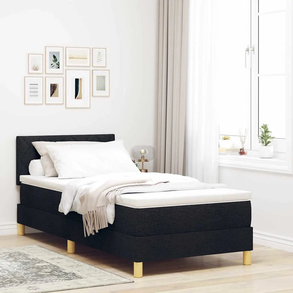 Letto a molle con cuscino Nero 100 x 200 cm Tessuto 3338974