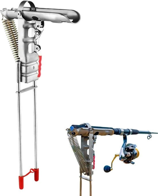 Houder di retromano - Regolatore di lenza - Pesca - Azione di recupero automatica - 46 cm - Argento