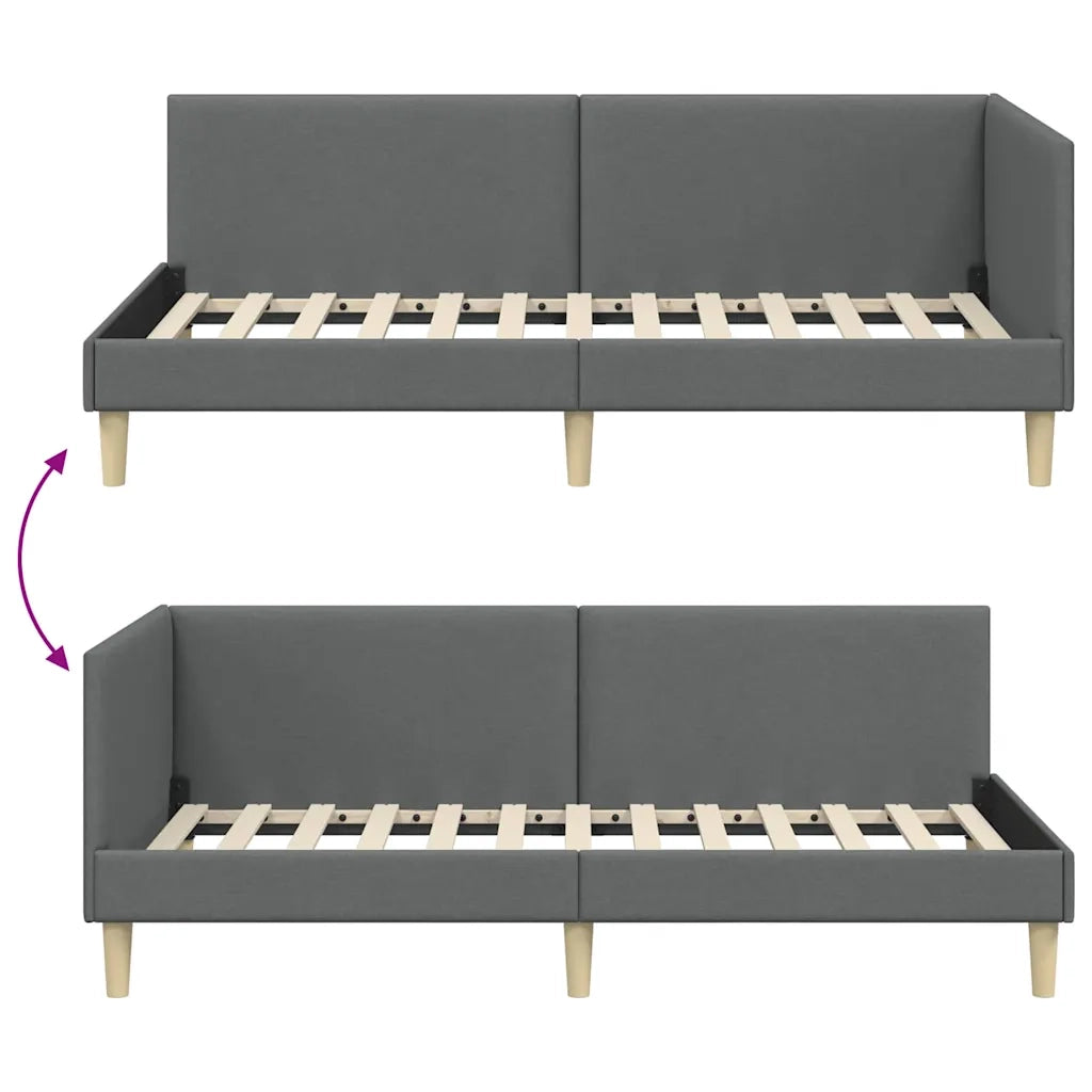 Cornice del letto ad angolo Grigio scuro 90 cm x 190 cm 42016182