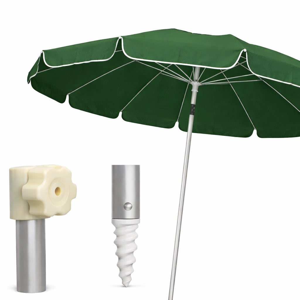 Ombrellone Mare Spiaggia 200 cm 12 Stecche Antivento Alluminio UV50+ Inclinabile Custodia