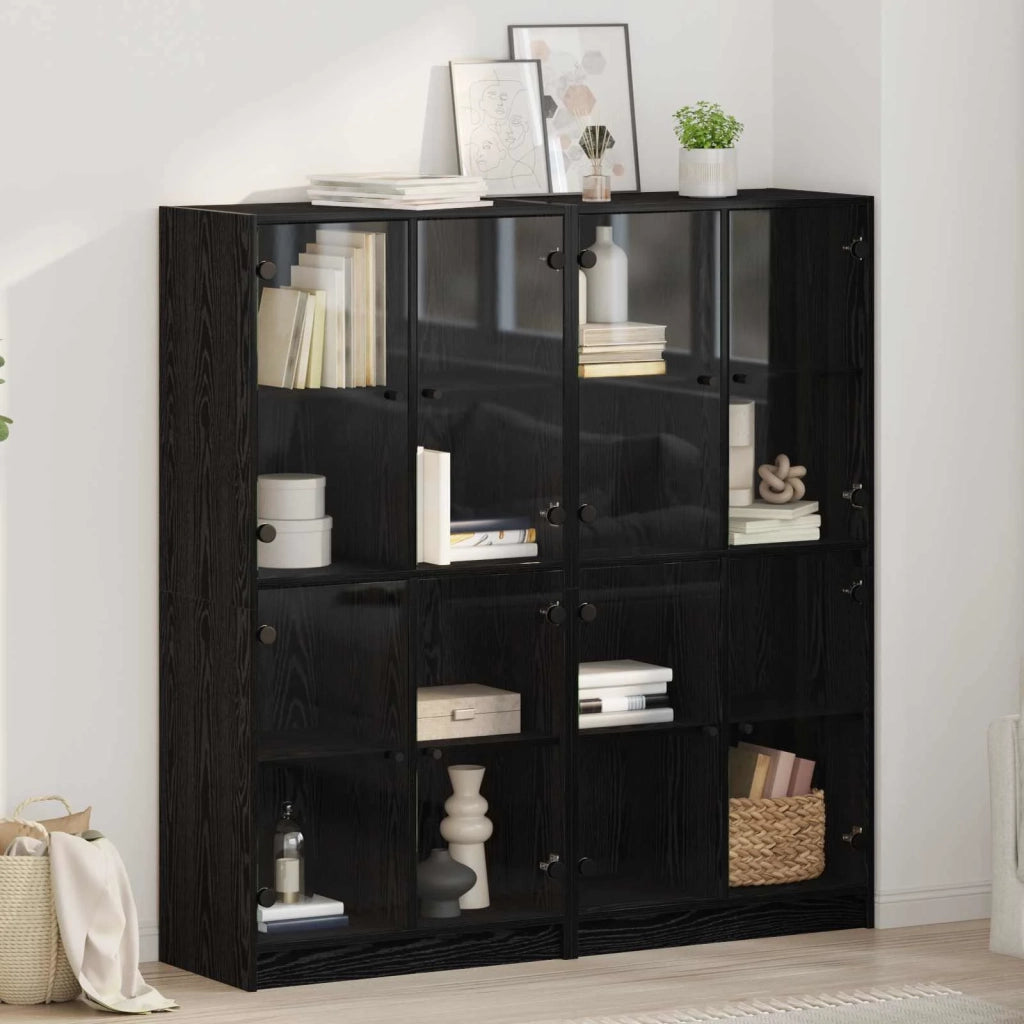 Credenza 2 pcs Rovere Nero 68 x 37 x 142 cm Legno multistrato 3402646