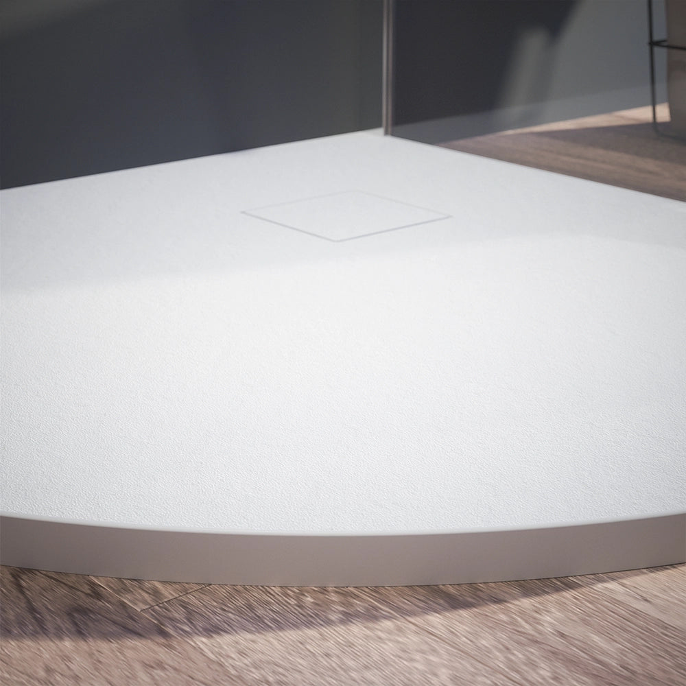 Piatto doccia 80x80 cm semicircolare colore bianco effetto pietra | Samos