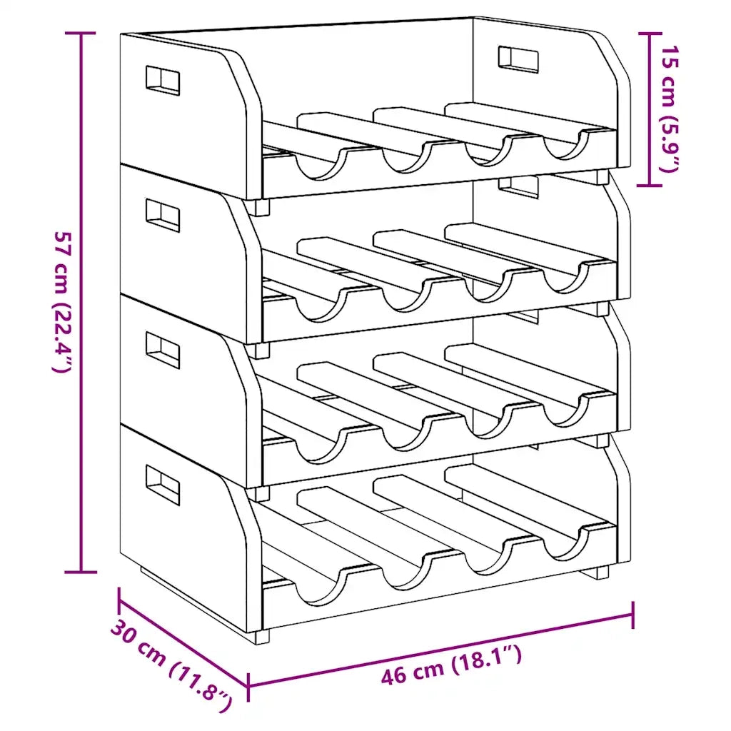 Set Portavini 4 pz per 16 Bottiglie in Legno Massello di Mogano 244491