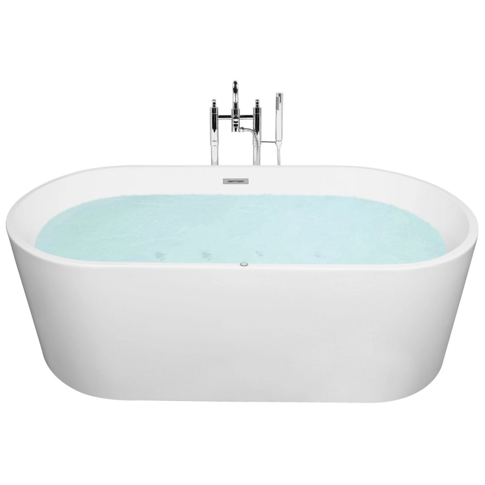 Vasca idromassaggio freestanding bianca sanitaria in acrilico singolo 170 x 80 cm ovale dal design moderno