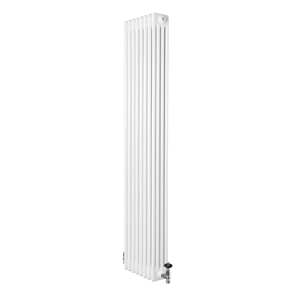Radiatore Tradizionale 4 Colonne Verticale Riscaldamento Bianco & Valvole 1800x380 mm