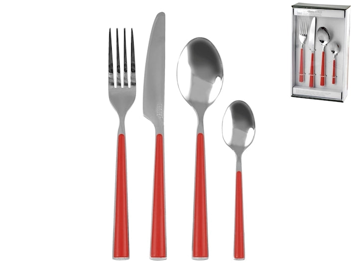Servizio 24 posate inox manico rosso