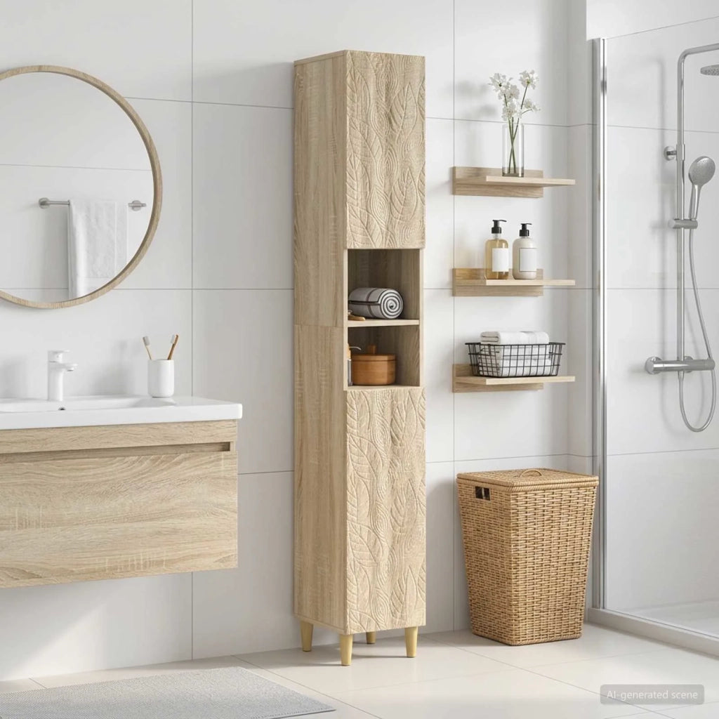 Armadio da Bagno con Ripiano Aperto DELFT Rovere Sonoma 897037